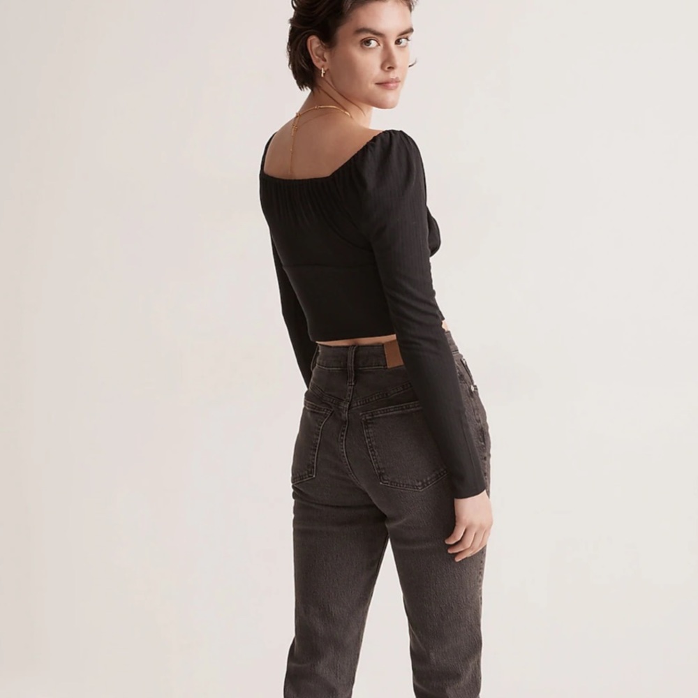 Madewell Ribbed Square-Neck Long-Sleeve Top M - Picture 10 of 10
